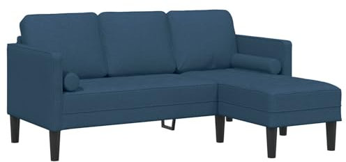 vidaXL 3-Sitzer L-förmiges Sofa in Blau | Robuster Buchenholzrahmen | Bequeme Polyesterkissen | Ideal für Wohnzimmer und Lounge