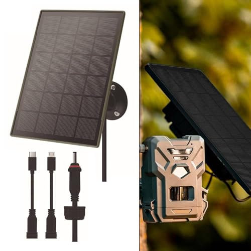 Lastdaytime Panneau solaire pour caméras de chasse avec batterie 6000 mAh IP66 étanche facile à installer 3 W 5 V compatible 96 % des caméras de jeu