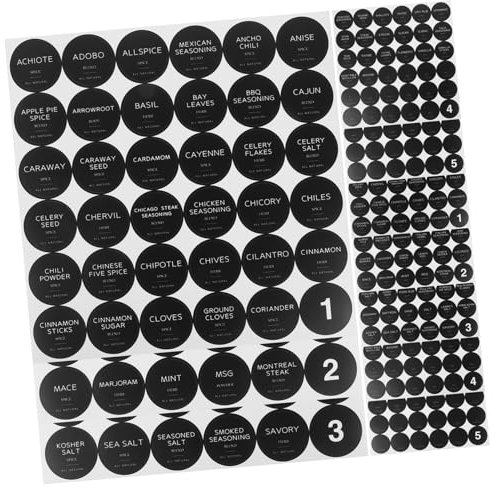 DIYEAH 10hojas Etiquetas Adhesivas Para Especias Redondas Etiquetas Cocina Para Botes