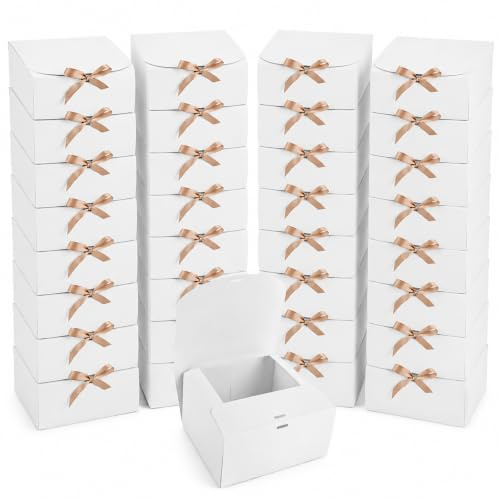 MUXHEL 25 Stück Geschenkbox, Geschenkboxen mit Deckel, 20 x 20 x 10CM Weiße Geschenkschachtel, Kraftpapier Geschenkbox, Kraftkarton Geschenkkarton, für Hochzeit, Geburtstag und Geschenkverpackung