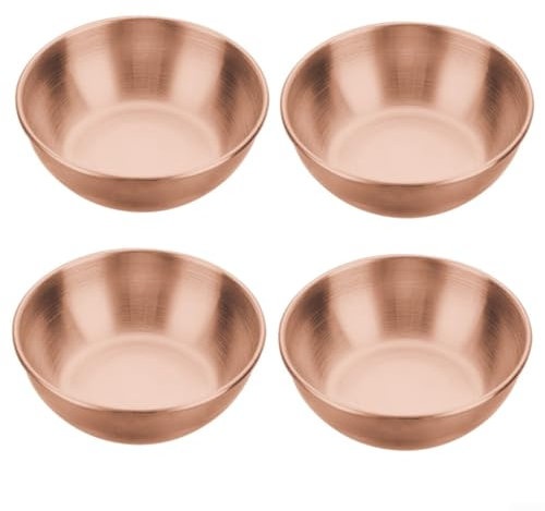 Yuanpgky Stainless Steel Sauce Dishes, Set Of 4, Dipping Bowls Saucers, For Condiments Appetizers Snacks, Serving Small Plates 8.2x8.2x2.8cm(Rose Gold)