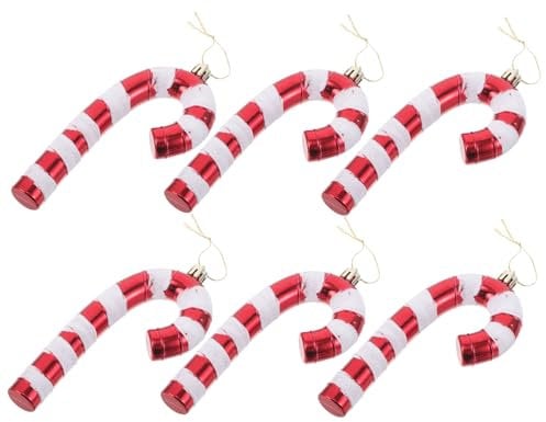 SHINEOFI 6pcs Large Hand Painted Candy Cane Ornaments Festive Holiday Decorations for Christmas Tree Year Celebrations and Home Decor Eye Catching Candy Cane Decor