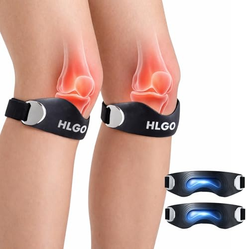 HLGO Fascia Ginocchio Tendine Rotuleo Regolabile Silicone 2 Pezzi - Supporto per Ginocchio del Saltatore, Tendinite, Osgood Schlatter - Corsa, Sport, Dolore Articolare
