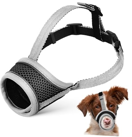 DECOMELODY Hundemaulkorb Größe L aus Atmungsaktivem Polyester mit Verstellbarem Gurt und Sicherem Verschluss gegen Bellen für Training und Tierarztbesuche