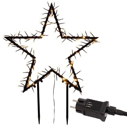 Meisterhome® LED-Metall-Gartenstecker Stern – 58 x 81 cm – Weihnachtsstern mit 150 LEDs – Warmweiß – Advents- & Weihnachtsdekoration für Außen – Wetterfeste Beleuchtung für Garten & Terrasse (Schwarz)
