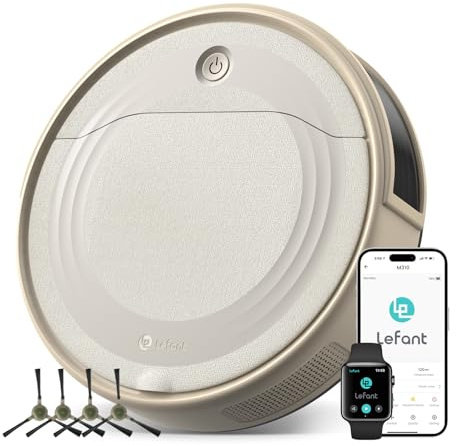 LEFANT M310 Robot Aspirador, Succión 4500pa, Evita Obstáculos con Precisión, 180min Autonomía, 6 Modos De Robot Limpieza, Ideal para Limpiar Pelo de Mascotas y Residuos.