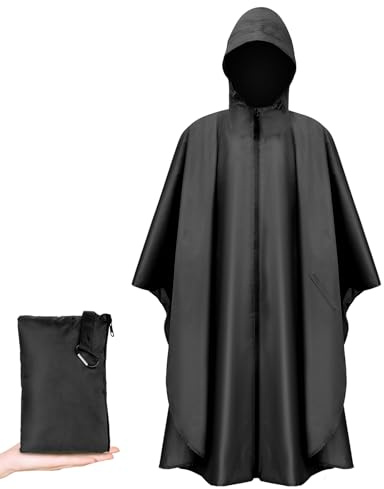 Vicloon Poncho de Pluie Multifonction, Poncho Pluie Imperméable 3 en 1 Réutilisable Cape de Pluies pour Moto/Vélo Avec Capuche pour Randonnée en Plein Air Camping Pêche