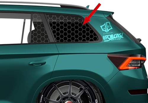 Auto Aufkleber für Seitenscheiben (Dreiecksscheiben) | 60x60cm Sticker in verschiedenen Designs | Tuning Folie selbstklebend, wetterfest & entfernbar | universal (SS-2Waben-zu, Schwarz Matt)