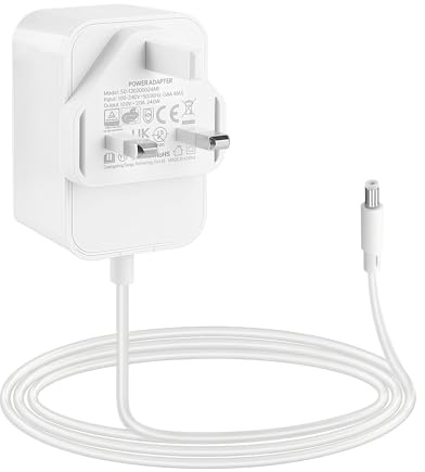 Funver UK Plug Power Adapter, AC DC Charger Supply 100-240V for BT Openreach ONT EchoLife HG612 Fibre Modem Router Desk Lamp Atomizer Smart Home Devices (White (12V2A DC5.5 * 2.1mm))