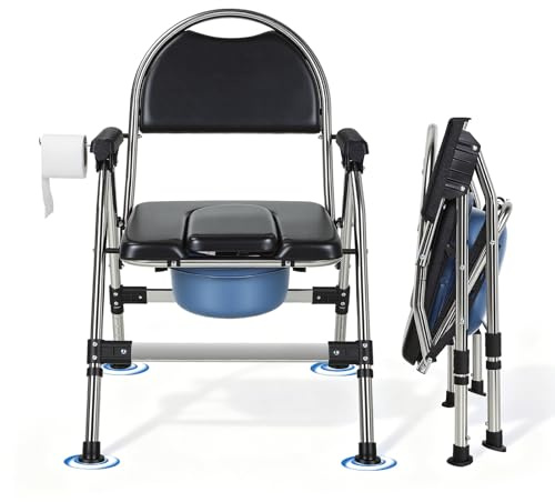 Chaise Percée Adulte,Toilette portable Réglable en Hauteur pour Personnes Agées,Sièges de toilettes et chaises percées Avec pot de chambre,Adaptée Personnes Handicapées et Femmes Enceintes(200 kg)