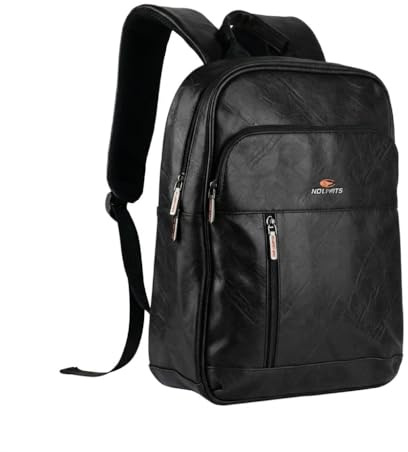 No Limits Zaino Porta PC/Laptop Uomo e Donna in PU, Impermeabile con Fodera Arancione, Ideale per Ufficio, Università e Viaggio, Nero