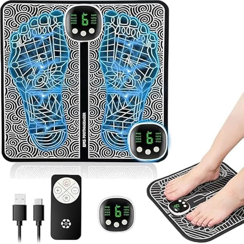 EMS Foot Massager with 19 Intensity Levels & 8 Modes, Electric Foot Massager Mat for Pain Relief, Muscle Relaxation, and Improved Circulation