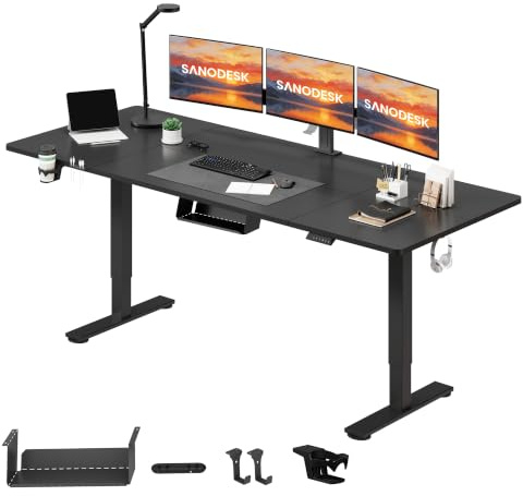 SANODESK Electric Standing Desk 200 * 80 Height Adjustable Desk With Memory Smart Panel Sit Stand Table With Cable Management for Home Office, Black