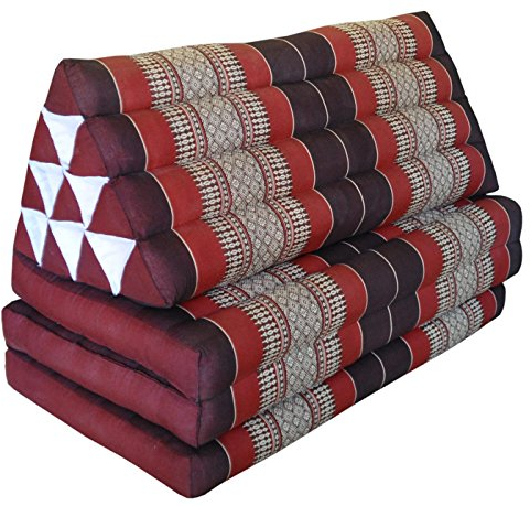Wilai Kapok Thaikissen, Yogakissen, Massagekissen, Kopfkissen, Tantrakissen, Sitzkissen - Rot/Weinrot (Kissen mit DREI Auflagen XXL 79x53x46 (82318))