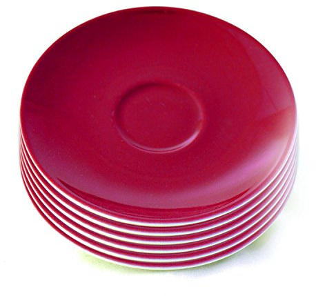 Ritzenhoff & Breker Doppio Jumbountertassen, 6er Set, Rot, ø 17 cm, XXL Milchkaffee Unterteller, Untere aus Porzellan, Buntes Mix & Match Geschirr, Spülmaschinengeeignet