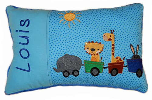 Momelie Blaues Schmusekissen * Kuschelkissen * Tierzug * mit Namen Bestickt * ca. 25 * 40 cm groß * SK-bl_0076