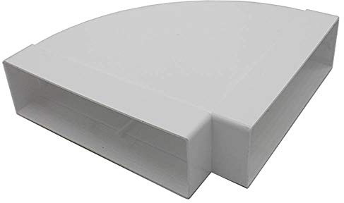 Kair 204 x 60mm 90 Degree Horizontal Rectangular Plastic Duct Elbow | Fits over 204 x 60mm rectangular flat channel pipe, Suitable for concealed installation, Both ends are female spigots