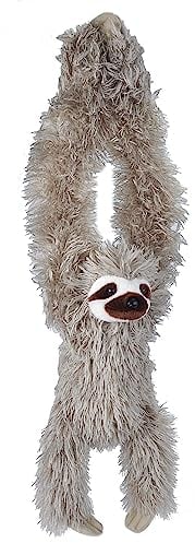 Wild Republic 16387 - Hanging Sloth, Hängendes Plüsch Faultier mit Klettverschlüssen, 44 cm, Braun, Dreifingerfaultier