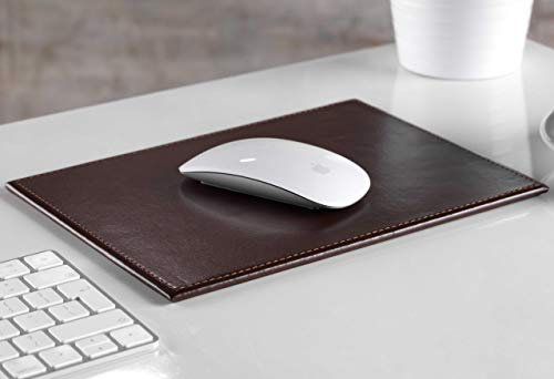 ZALE YARDLEY Mouse Mat, Gaming PC Mouse Pad, Non Slip, Handmade With leather, 25cm x 19cm x 1cm (Dark Brown)