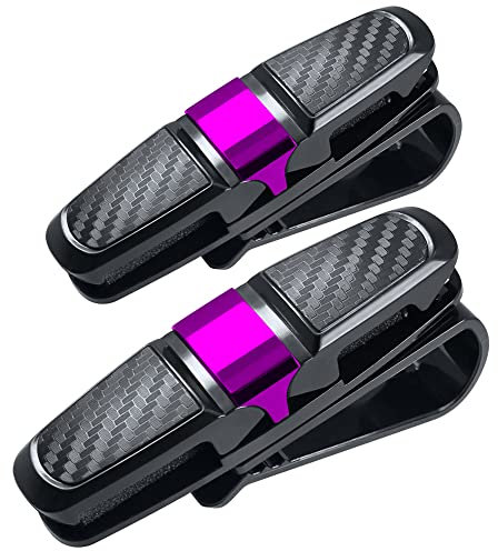 FineGood 2 Pack Brillenhalter für Auto Sonnenblende - Rosa, Unisex-Erwachsene, Casual, Kunststoff, Polarisiert, Unpolarisiert, Clip-On Sonnenbrille