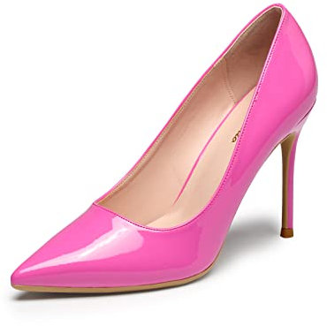 Genshuo High Heel, 10 cm, Stiletto-High Heel, für Damen, Spitz, Party, Abendkleid, Abschlussball, Pink (hot pink), 36 EU/ Etikettgröße- 6