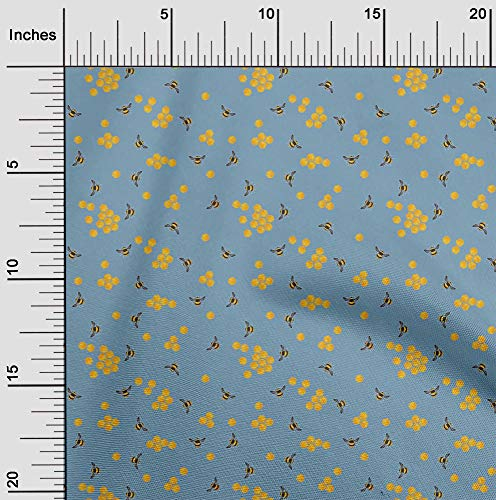 oneOone Organic Cotton Voile Stoff Honeycomb & Honey Bee Insekt Drucken Nahen Stoff BTY 42 Zoll Breite