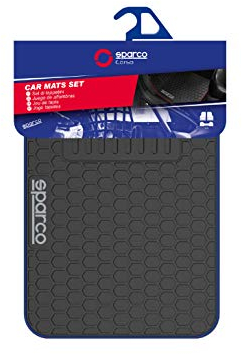 SPARCO SPF500BL Universal-Fußmatten mit hinterem Steg, Farbe: Schwarz/Blau, 3 Stück