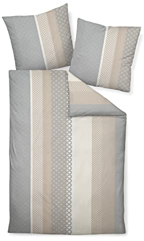Traumschloss Bettwäsche »Seersucker« Muster Sand Silber, 135x200 & 80x80,100% Baumwolle | Krepp-Struktur, perfekt für den Sommer