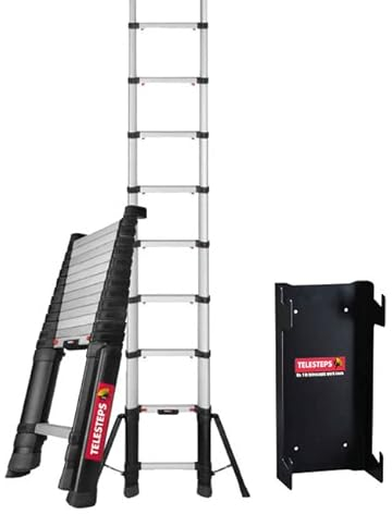 TELESTEPS Echelle telescopique [4,1M | avec Stabilisateurs, Support Mural Inclus] Echelle télescopique - Echelle de Toit - Escalier escamotable - échelle de Toit & échelles télescopiques