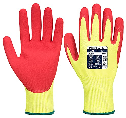Portwest Vis-Tex HR-Schnitthandschuh, Nitril, Farbe: Gelb, Größe: M, A626Y5RM