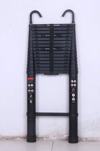 Extending Ladder Telescopic 6.2m 20.3ft with Hook Multi Purpose Loft Ladder Telescoping Ladder EN131 Approved 330 Pound Capacity