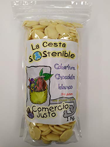 2 UNIDADES DE 1KG DE COBERTURA DE CHOCOLATE BLANCO DE COMERCIO JUSTO(FAIR TRADE) LA CESTA SOSTENIBLE.
