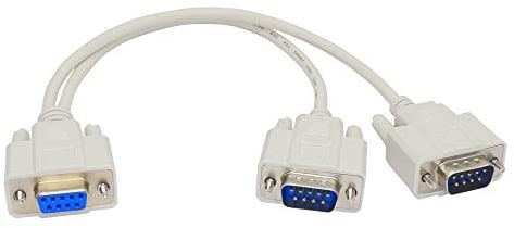 PNGKNYOCN 30cm DB9 Y Splitter Kabel DB9 9 Pin 1 Buchse auf 2 Stecker RS232 Seriell Splitter Adapter Durchgang Kabel zum Verbinden verschiedener serieller Schnittstellengeräte