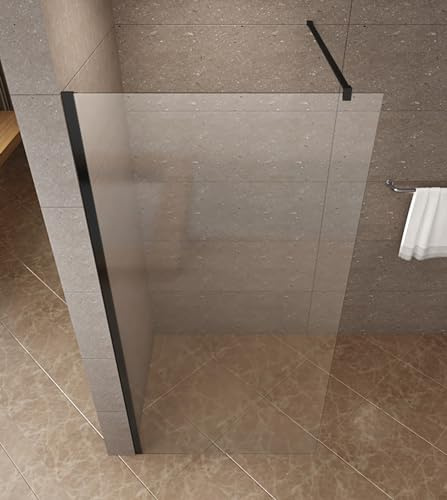 AQUABATOS® 110x200cm Walk In Dusche 10mm schwarz matt Duschwand Glas Duschabtrennung Duschtrennwand Glastrennwand Glaswand mit NANO Beschichtung