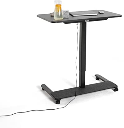 Yaasa Desk One Stehpult, 91x51 cm, Dunkelgrau/Schwarz, Kleiner praktischer Schreibtisch passt in Jede Ecke, 5 Jahre Garantie, elektrisch höhenverstellbarer Homeoffice Tisch, Height Adjustable Desk