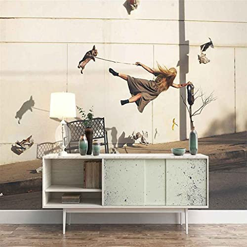FVGKYS 3D Wallpapers Wall Art for Living Room Street View Girl Ideas Wallpaper Customize Any Size Self-Adhesive Wall Decal Sticker Home Mural Living Room Bedroom Kitchen Fine Decor 350x256cm