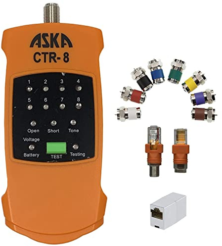 ASKA COM 8-Way Coaxial Cable Mapper Locator Toner Tracer, Circuit Tester, Coax Wire Continuity Tracer, Coax Explorer for Locating RG6 RG59 Coax Cable LAN Cable CAT5E CAT6, Include Battery