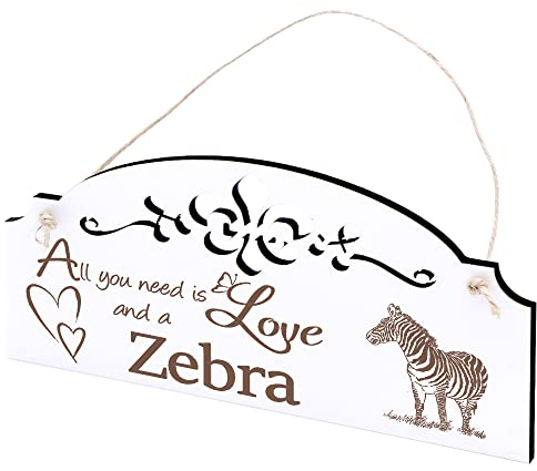Schild Zebra Deko 20x10cm - All you need is Love and a Zebra - Holz Wanddeko Dekoration Wand
