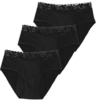 MYLILY® Periodenunterwäsche I Bio-Baumwolle I Periodenunterwäsche auslaufsicher I Nachhaltig & waschbar I Inkontinenz I Schwangerschaft & Wochenbett geeignet (3X Hipster Strong mit Spitze, XS)
