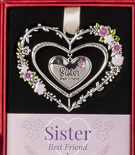 Gemstone Hearts Hanging Heart 7cm - Sister Best Friend