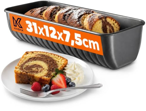 KADAX Königskuchenform, 31x7,5x12cm Backform, Blech Zwiebackform, Kastenform mit Antihaft-Schicht, Mohnkuchen, Brot, Pastete, pflegeleicht (Halbrund)