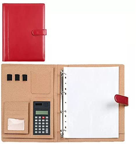 Portapapeles con Calculadora y Paquete de Información, Carpeta Clasificadora de Cuero de PU, Portafolios A4 Portapapeles Tablero de Clip para Aula, Oficina, Enfermeras ( Color : Rosso , Size : 2 PCS )