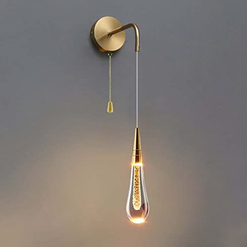 ANKBOY LED Wandleuchte Innen mit Schalter, Höhenverstellbar Wandlampe aus K9 Kristall Lampenschirm, 4W Warmweiß 3000K Wandbeleuchtung für Wohnzimmer Schlafzimmer Esszimmer Hotel Bar Cafe (Gold)