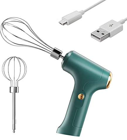 ZYNCUE Electric Hand Mixer,Cordless Electric Whisk Set,Kitchen Aid Stand Handheld Electric Mini Mixer, USB Rechargeable Handheld for Baking Cakes, Egg Cream