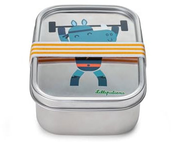 Lilliputiens - Lunchbox Super Marius - Edelstahl-Brotdose mit elastisch gesichertem Deckel - Ideal für Abenteuer, Schule und Ausflüge - Ab 2 Jahren - 84469