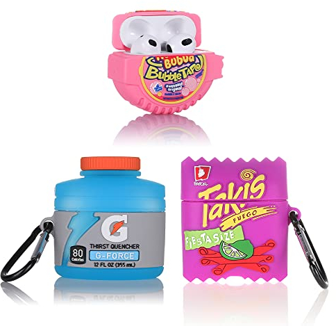 (3Pack) Case for Airpods 3rd Generation(2022), XMBYGY Silicone Airpods 3 Case Protective Cover with Cute Funny Skin Design, with Keychain (Takis+G+Bubba)