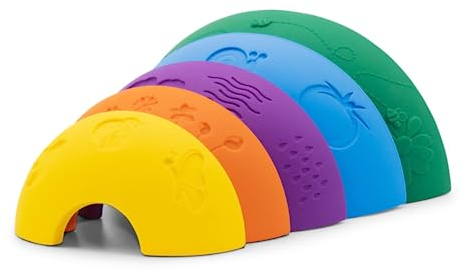 Jellystone Designs Over The Rainbow Baby Stacking Beißring Bunter Silikon Beißring Spielzeug Hell - Geeignet für Jungen & Mädchen ab 9 Monaten