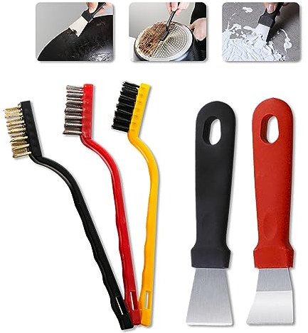 5 Pieces Scraper for Cleaning, Oven Scraper Grease Scraper Oven Cleaning Tool, Stainless Steel Scraper None-Scratches Cleaning Scraper for Cleaning Freezer, Stoves, Induction Hob