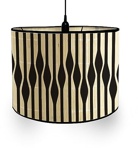 Morbuy Bambou Vintage Abat Jour Plafond, Tambour Abats-Jour Rétro Décor Abat-Jour pour Lampe de Chevet Lampe de Table Décor de Bureau Accessoires de Bureau Simple (A,30CM)