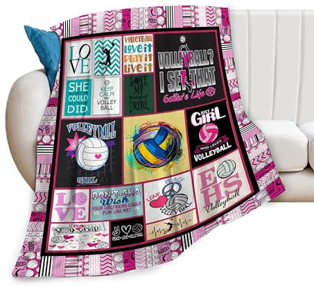 Coperta da pallavolo e pallavolo, in morbido pile di flanella, regalo sportivo per donne, ragazze, amanti e adulti, roba in peluche per divano, letto, decorazione per la camera da letto, 101 x 127 cm